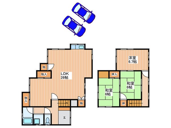 桜ヶ丘町一戸建貸家の物件間取画像